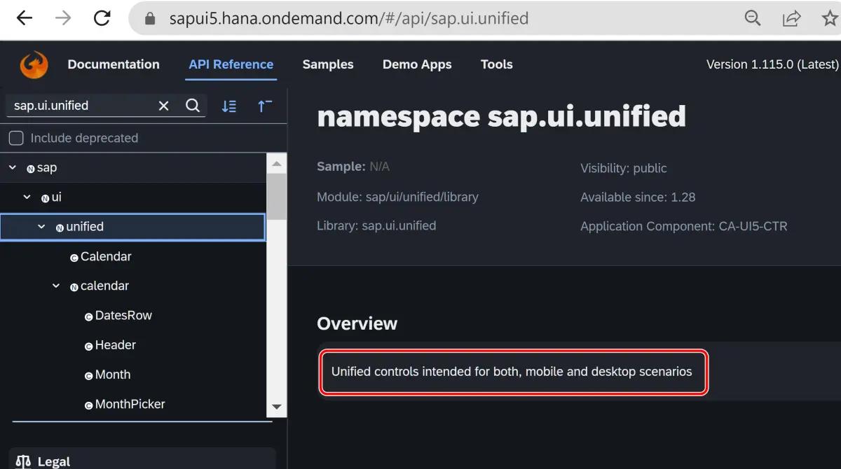 SAP UI5 sap.ui.unified 命名空间的作用介绍