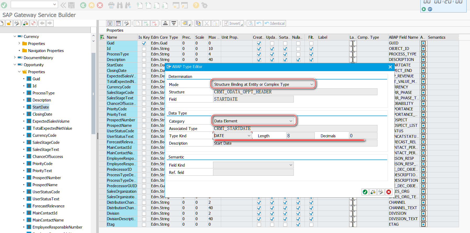 SAP SEGW 事物码里的 ABAP 类型和 EDM 类型映射的一个具体例子