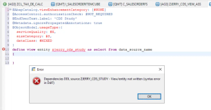 创建 SAP ABAP CDS View 保存失败 - Dependencies DDL source - View Entity not written