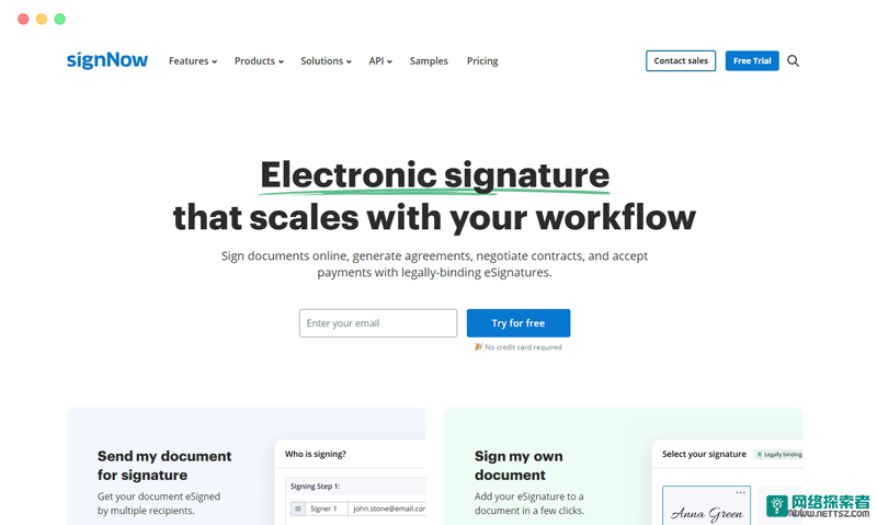 signNow: 在线电子签名制作与合同签署软件