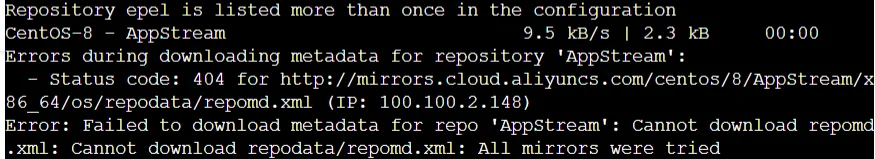 CentOs系统使用yum安装时报错
