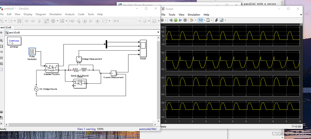 MATLAB Simulink 单相半波可控整流电路性能研究