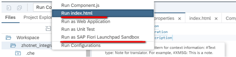 SAP云平台里Run index.html和Run as SAP Fiori Launchpad的区别