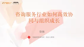 云栖大会企业管理协作与数智化专场 | 北京炜衡律师事务所徐驰：咨询服务行业如何高效协同与组织成长