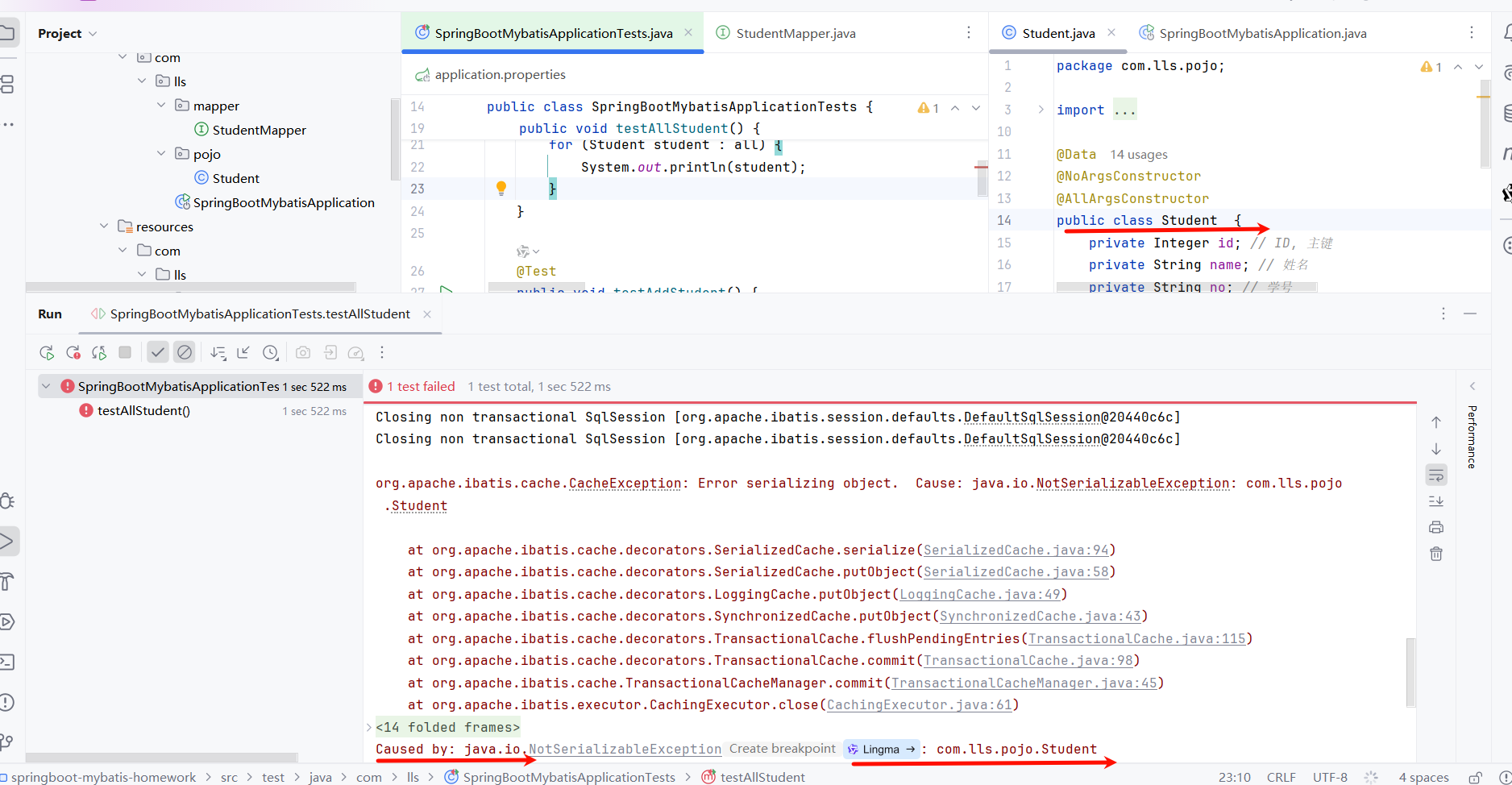 怎么使用注解开启二级缓存，注解应该放在那里？