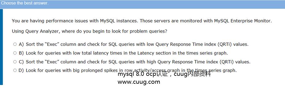 Mysql 8.0 OCP认证考试原题题库整理-第6题（CUUG内部资料）