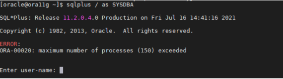 Oracle 数据库设置最大进程数参数方法，oracle最大进程数满了处理方法，sysdba管理员登录报“maximum number of processes (150) exceeded“问题解决