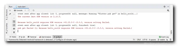 【错误记录】Flutter 构建报错 ( Because xxx requires SDK version ＞=2.12.0-0 ＜3.0.0, versio | Dart SDK 版本低 )