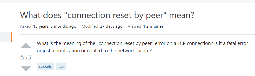 connection reset by peer