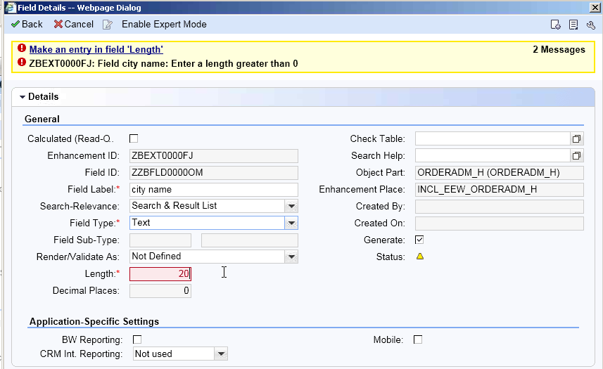 使用 SAP CRM Application Enhancement Tool(AET) 创建扩展字段（2）