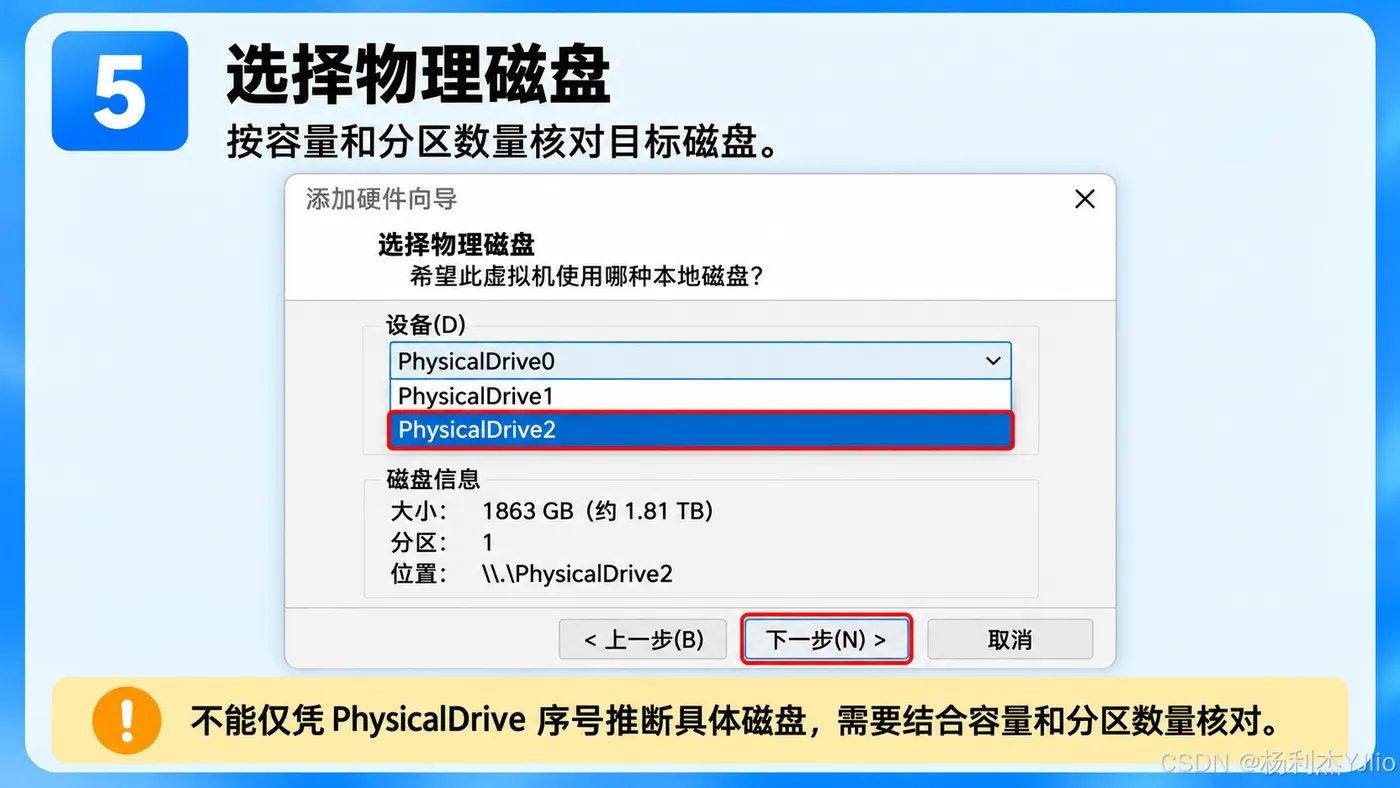 步骤5：选择物理磁盘