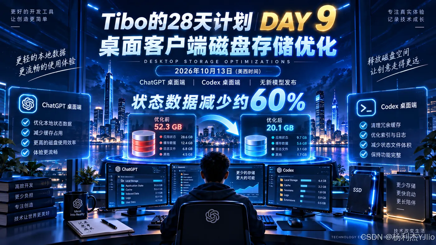 Tibo的28天计划DAY9：ChatGPT与Codex桌面客户端磁盘状态数据优化
