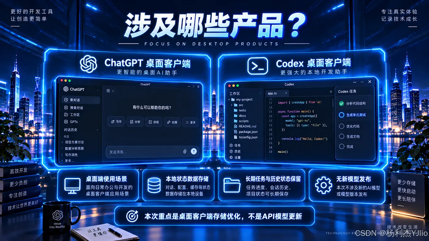 此次公告涉及ChatGPT与Codex桌面客户端
