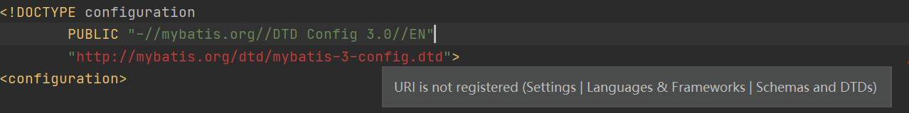 URI is not registered (Settings | Languages & Frameworks | Schemas and DTDs)