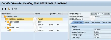 SAP HUM 使用HU02去Unpack一个HU