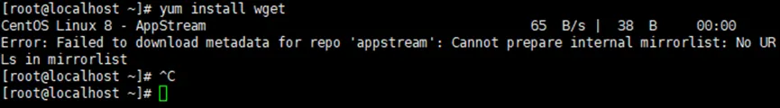 CentOS 8 使用安装功能时出错，有可能是镜像源配置错误