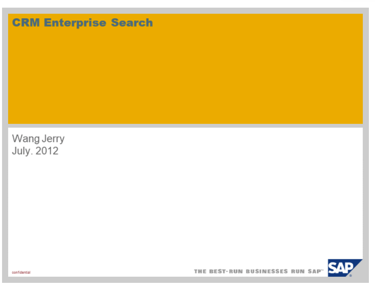 SAP CRM Enterprise Search 培训材料