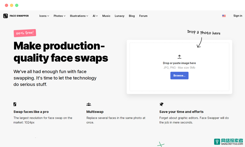 Face Swapper: Icons8出品的AI人工智能换脸工具