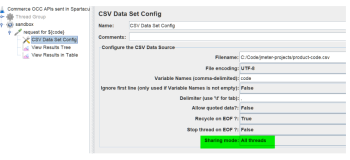 jMeter CSV Data set config 的 sharing mode 和 Thread group loop 配合使用