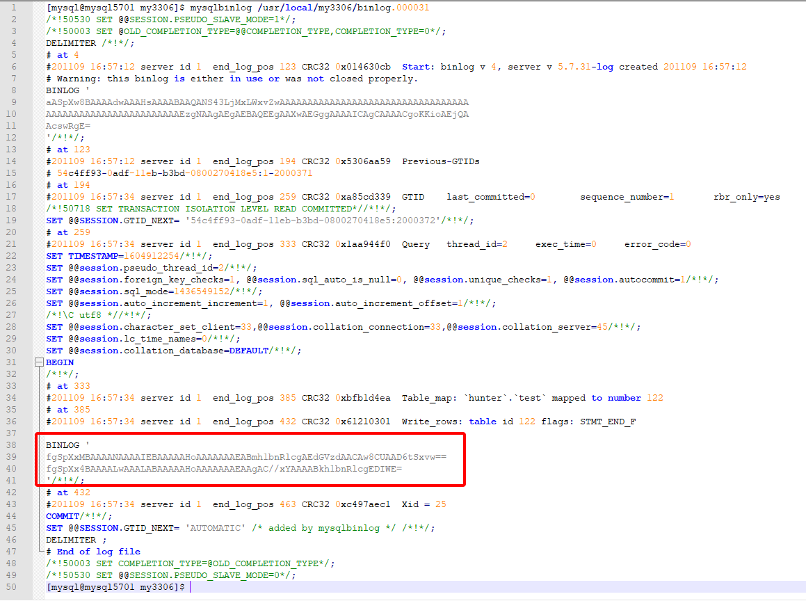 mysql binlog format