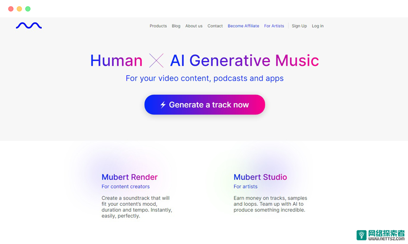 Mubert: 在线AI人工智能生成音乐工具网站