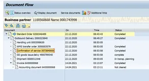 SAP SD交货单凭证流里的Confirmation of Service初探