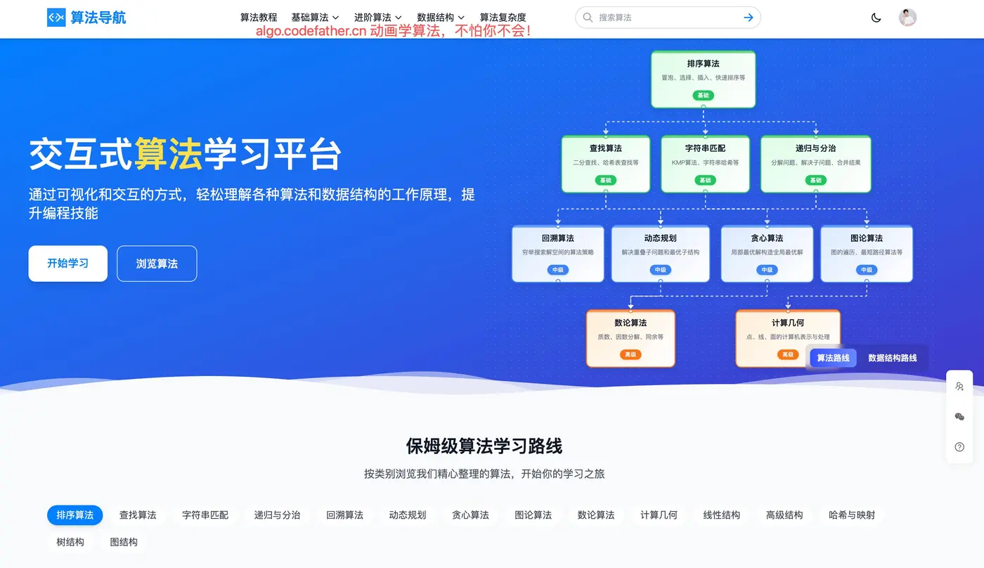 算法导航动画学算法网站