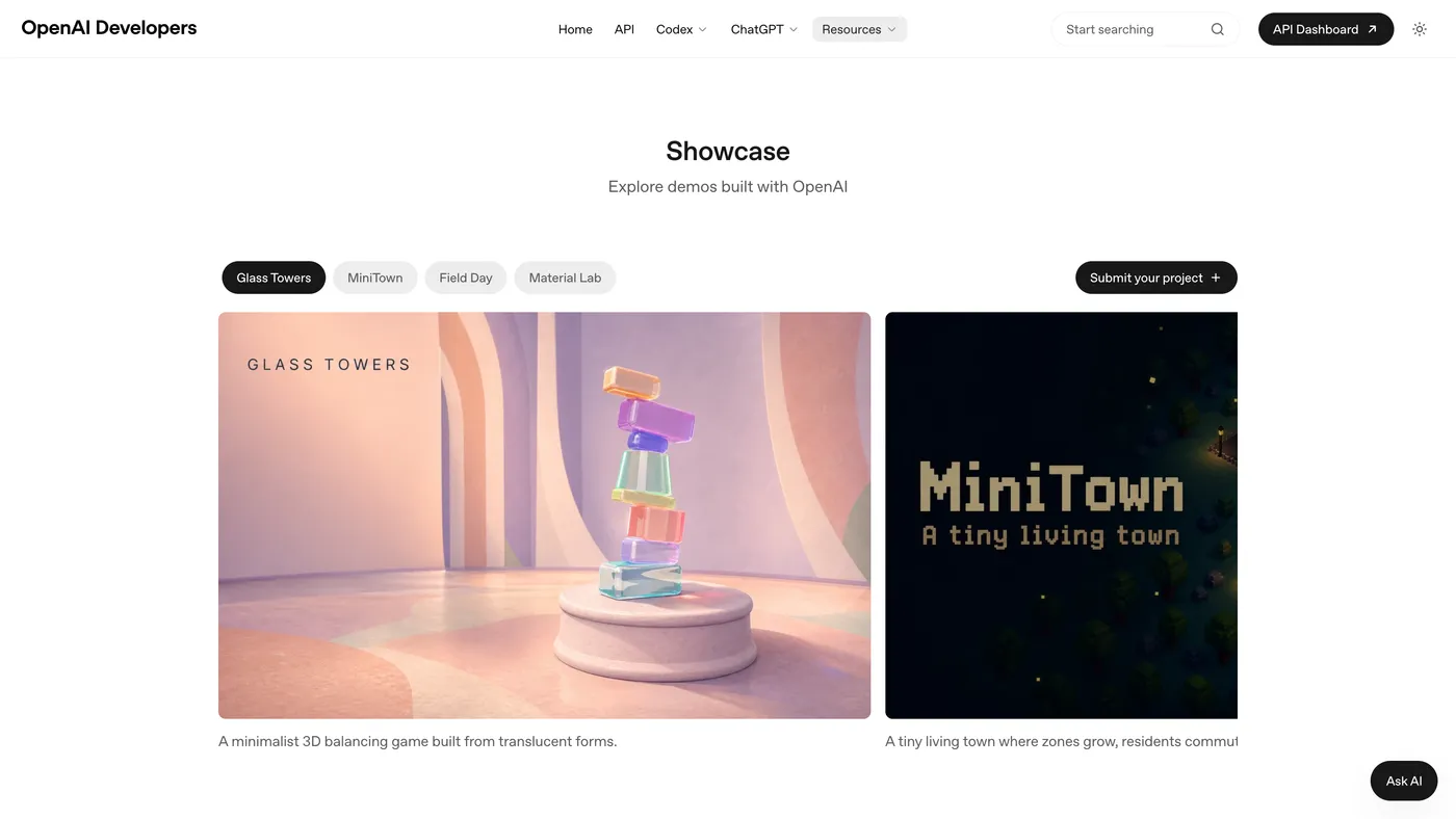 OpenAI 官方开发者展示馆