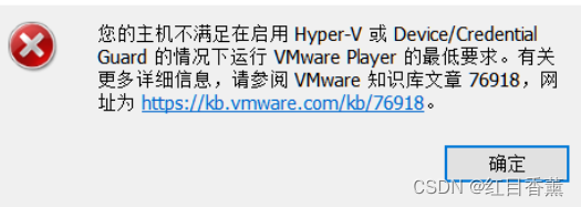 VMware Workstation 与 Device/Credential Guard 不兼容。在禁用 Device/Credential Guard 后，可以运行 VMware Workstati