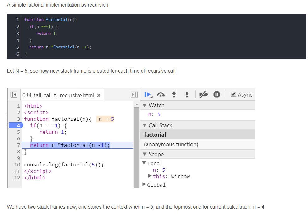 通过阶乘的例子,练习在JavaScript, Scala和ABAP里实现尾递归(Tail Recursion)