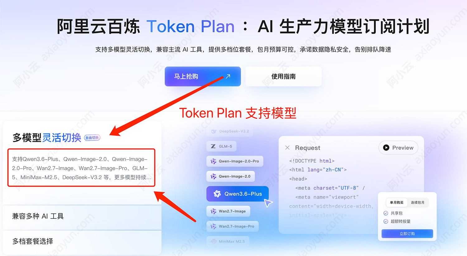 阿里云Token Plan支持模型清单