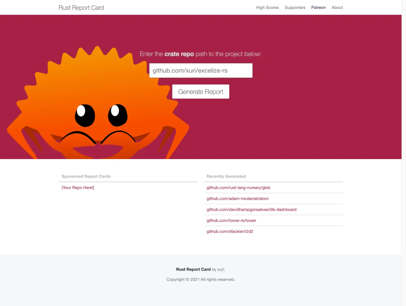 https://rust-reportcard.xuri.me