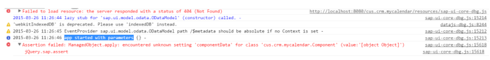 encountered unknown setting 'componentData' for class 'cus.crm.mycalendar.C