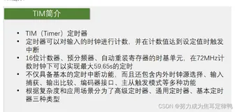 TIM定时中断(内含：1.TIM简介+2.定时器类型+3.基本定时器+4.通用定时器+5.高级定时器+6.定时中断基本结构+7.预分频器时序+8.计数器时序+9.计数器有/无预装+10.RCC时钟树)