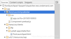 Fiori应用deploy到云上后在Chrome开发者工具里Source标签页的外观