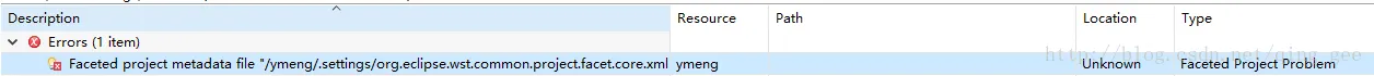Faceted project metadata file "/.settings/org.eclipse.wst.common.project.facet.core.xml" could