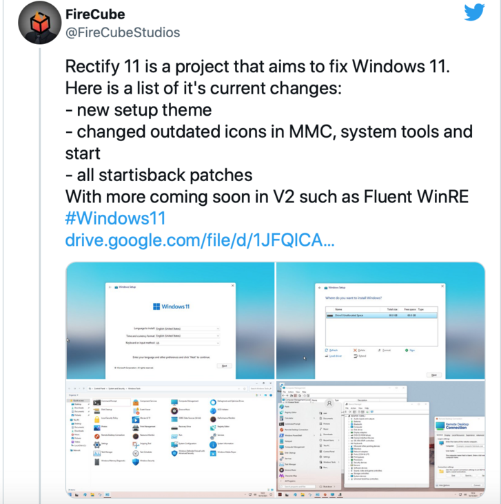 Windows 11 受“吐槽”？黑客开发者设计出更漂亮的 Rectify 11 系统来“修复”它-阿里云开发者社区