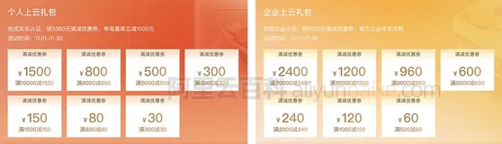 阿里云上云礼包优惠券领取、查询、使用及限制说明