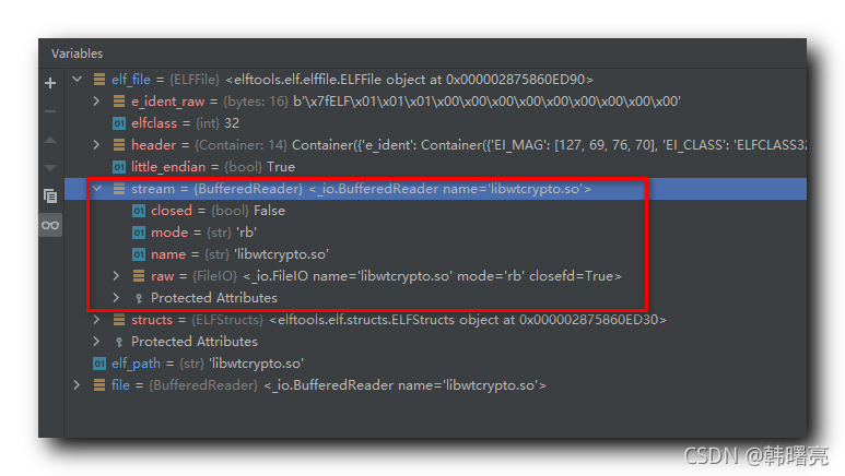 【Android 逆向】使用 Python 代码解析 ELF 文件 ( PyCharm 中进行断点调试 | ELFFile 实例对象分析 ...