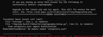 python报错——Command “python setup.py egg_info“ failed with error code 1 in /tmp/pip-build-wq8dcdx6/cry