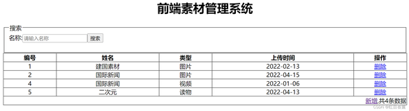 题目： javaweb前端素材管理系统(附免费下载源码链接)