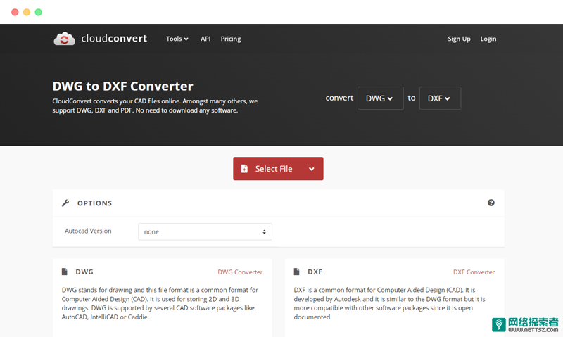 CloudConvert: 在线DWG转DXF转换器工具