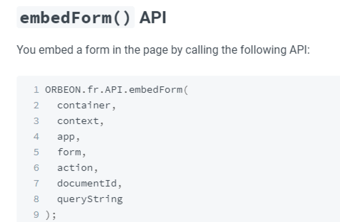 关于 Orbeon form PE 版本使用 JavaScript Embedding API 的一个例子