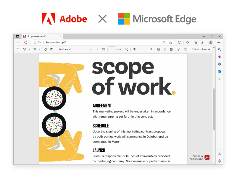 Adobe 和微软通过微软边缘为 1 亿 Windows 用户带来行业领先的 Acrobat PDF 体验