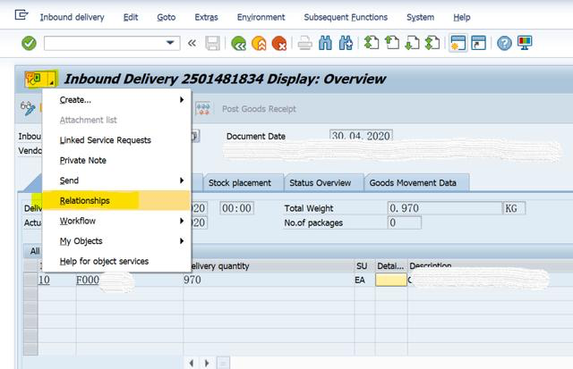 SAP MM 如何看一个Inbound Delivery单据相关的IDoc?