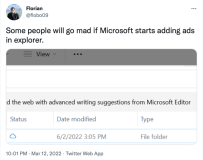 微软悄悄在 Windows 11 资源管理器中测试广告：用户发文“拒绝”三连
