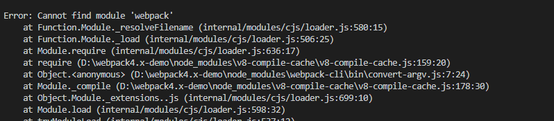 Error: Cannot find module ‘webpack‘ 问题解决办法