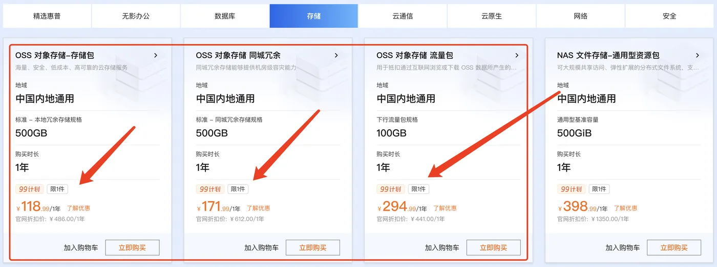 阿里云对象存储OSS收费标准