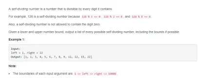Leetcode-Easy 728. Self Dividing Numbers