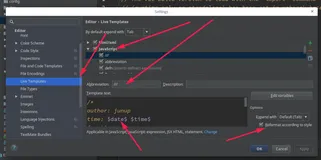 webstorm 自定义注释内容